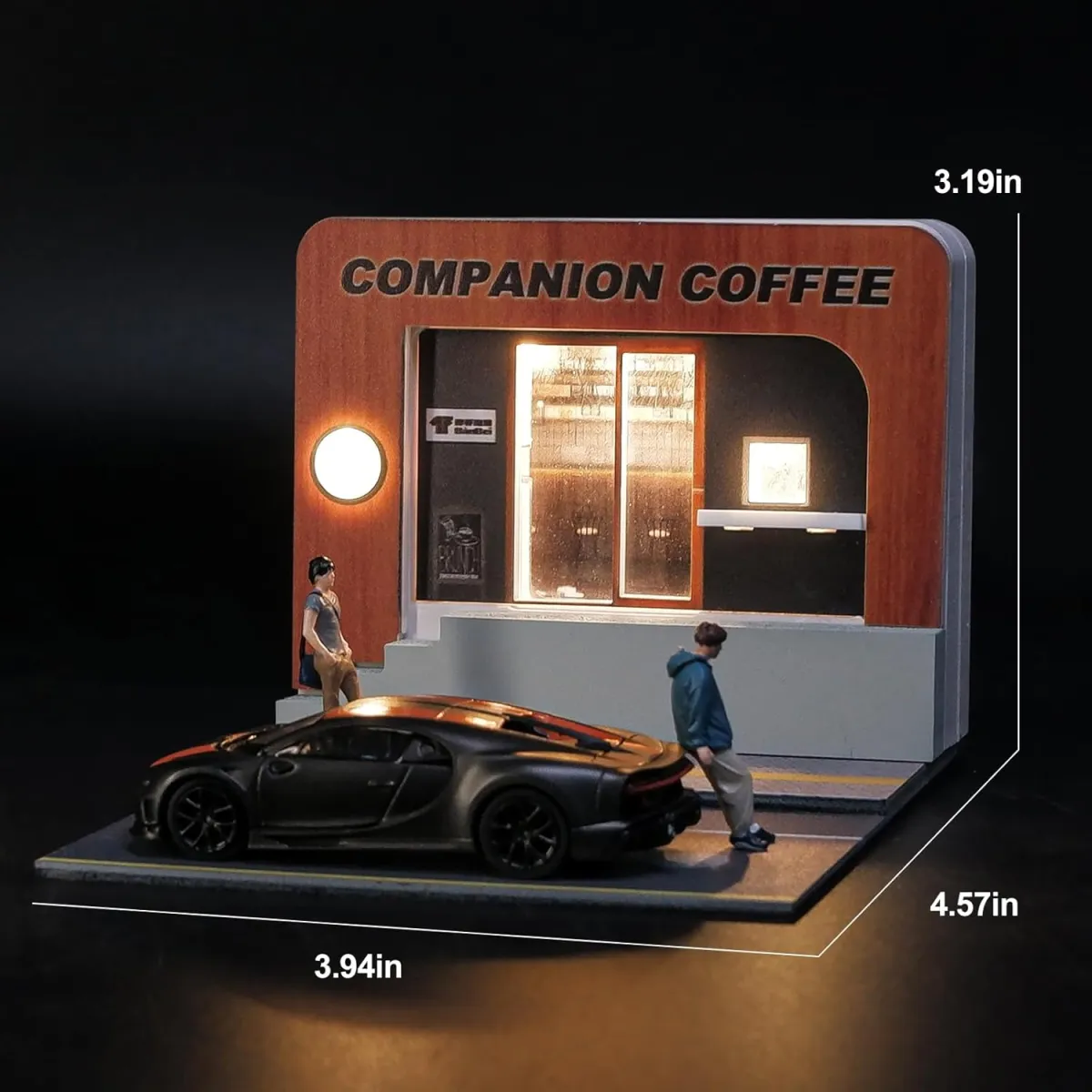 Diorama Display Case with LED Lighting – Cafe & City Street Scene Diorama Display Case with LED Lighting – Cafe & City Street Scene - Image 1
