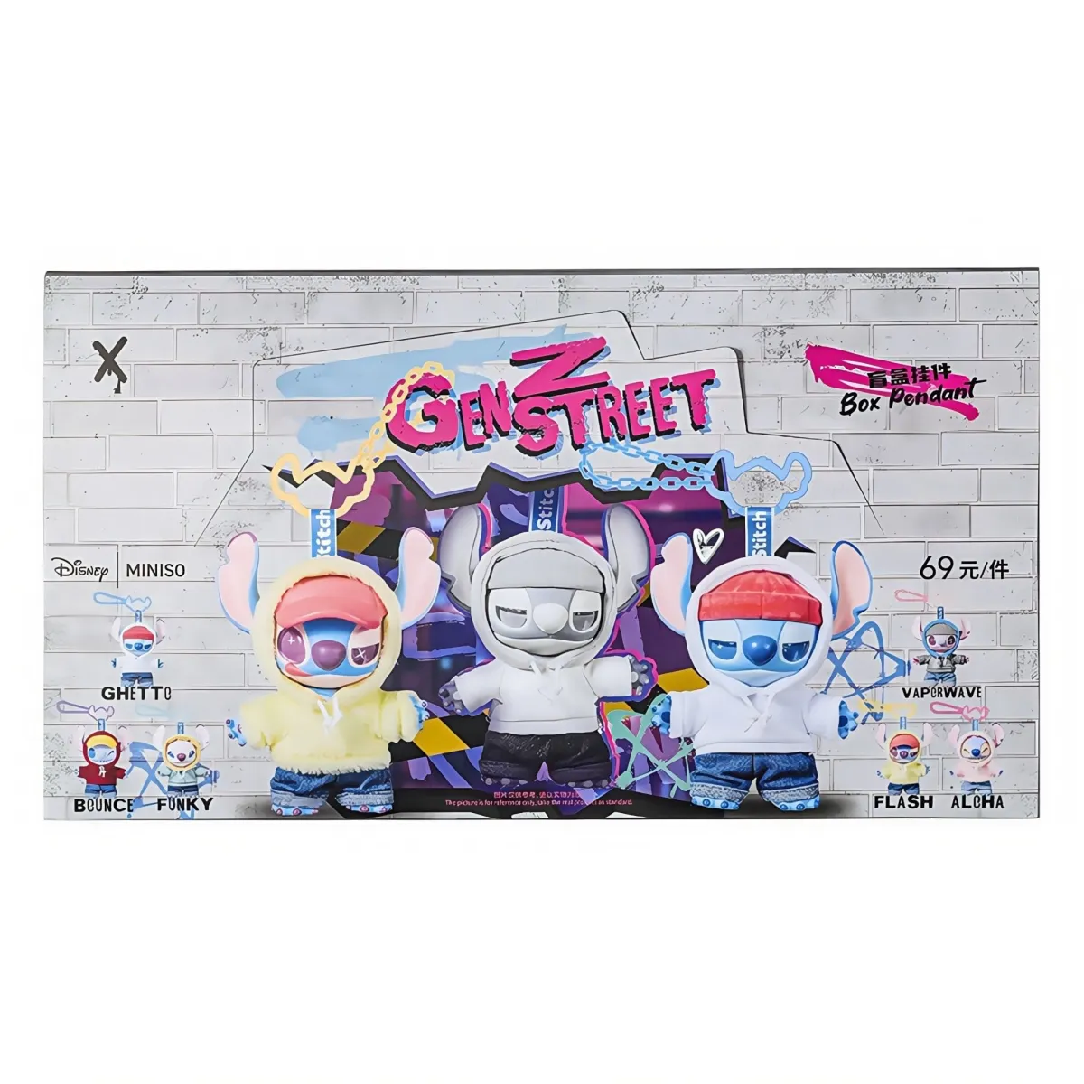 MINISO Disney Stitch GenZ Street Series-Vinyl Plush Pendant Blind Box MINISO Disney Stitch GenZ Street Series-Vinyl Plush Pendant Blind Box - Image 1