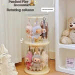 Stackable Transparent Rotating Display & Storage Box for Multi Labubu, Skullpanda, Crybaby Plush Pendants